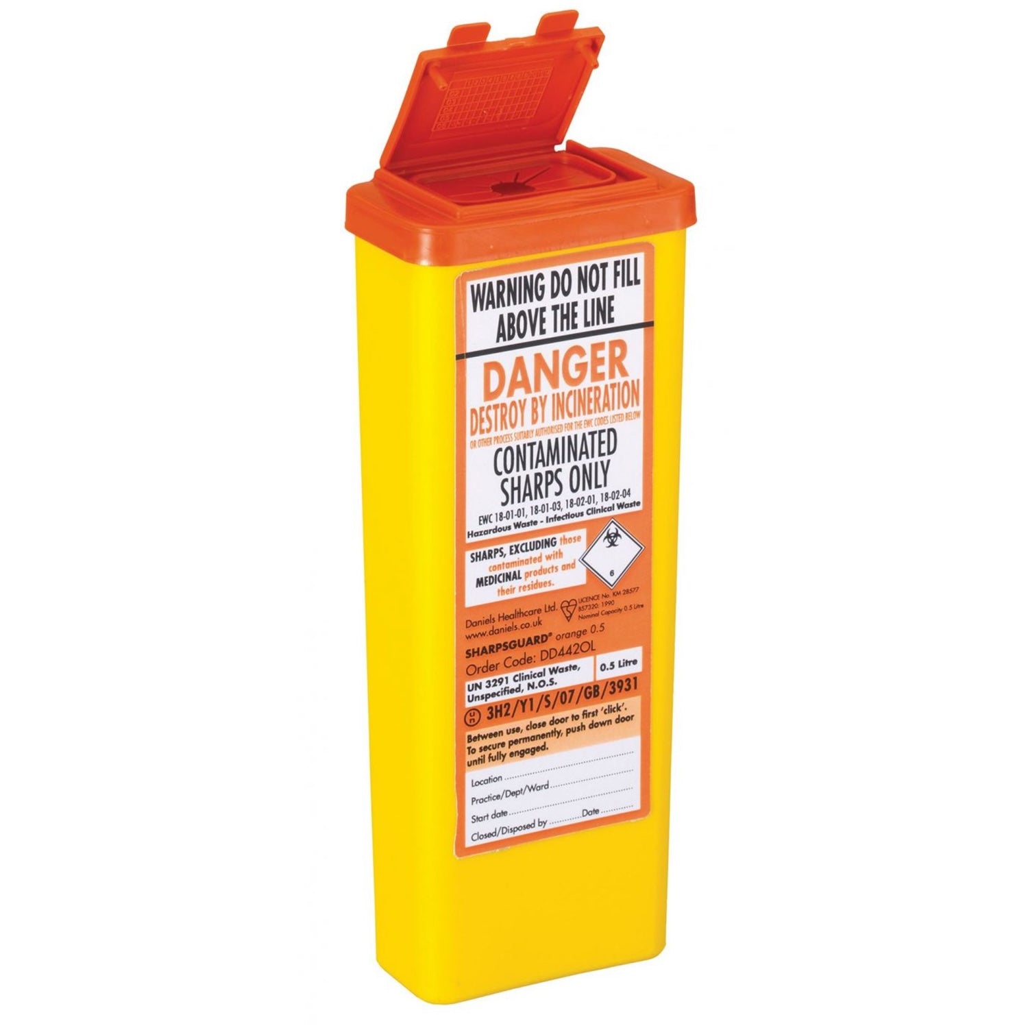 Sharpsguard Orange Sharps Bin | 0.5L Pocket Bin (1)