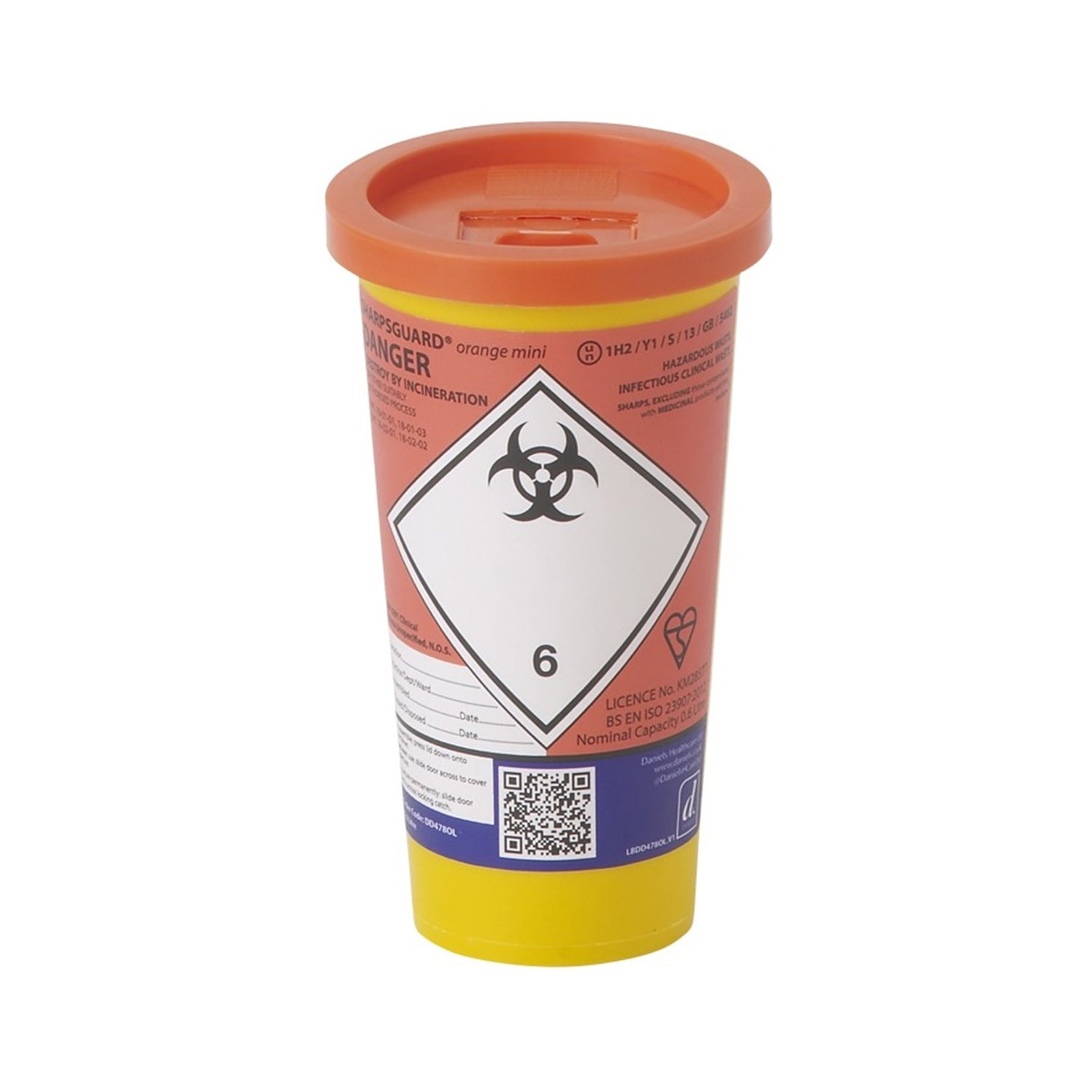 Sharpsguard Orange Sharps Bin | 0.6L Mini