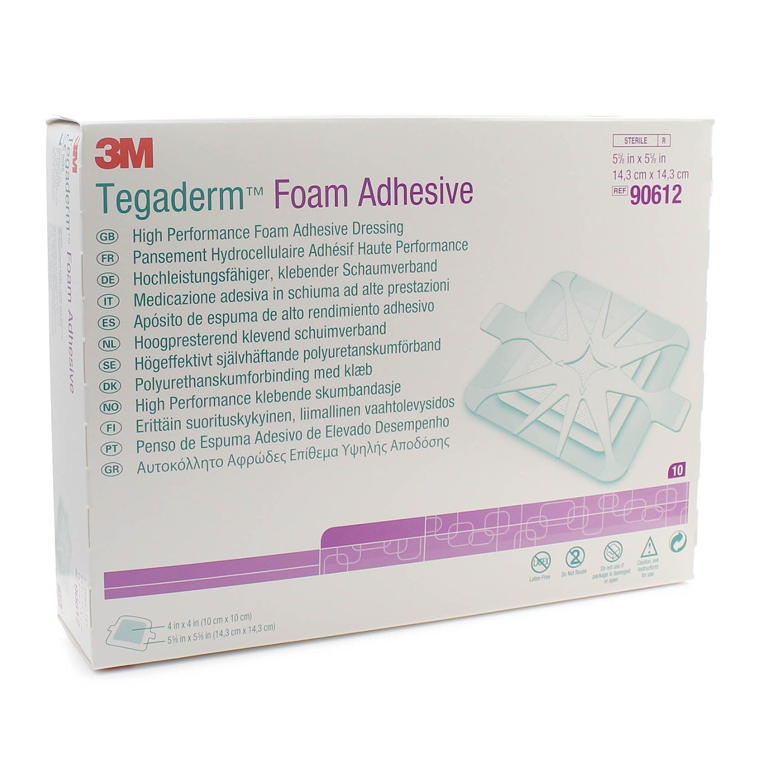 3M Tegaderm Foam Adhesive Dressing | Square | 14.3 x 14.3cm | Pack of 10 (2)