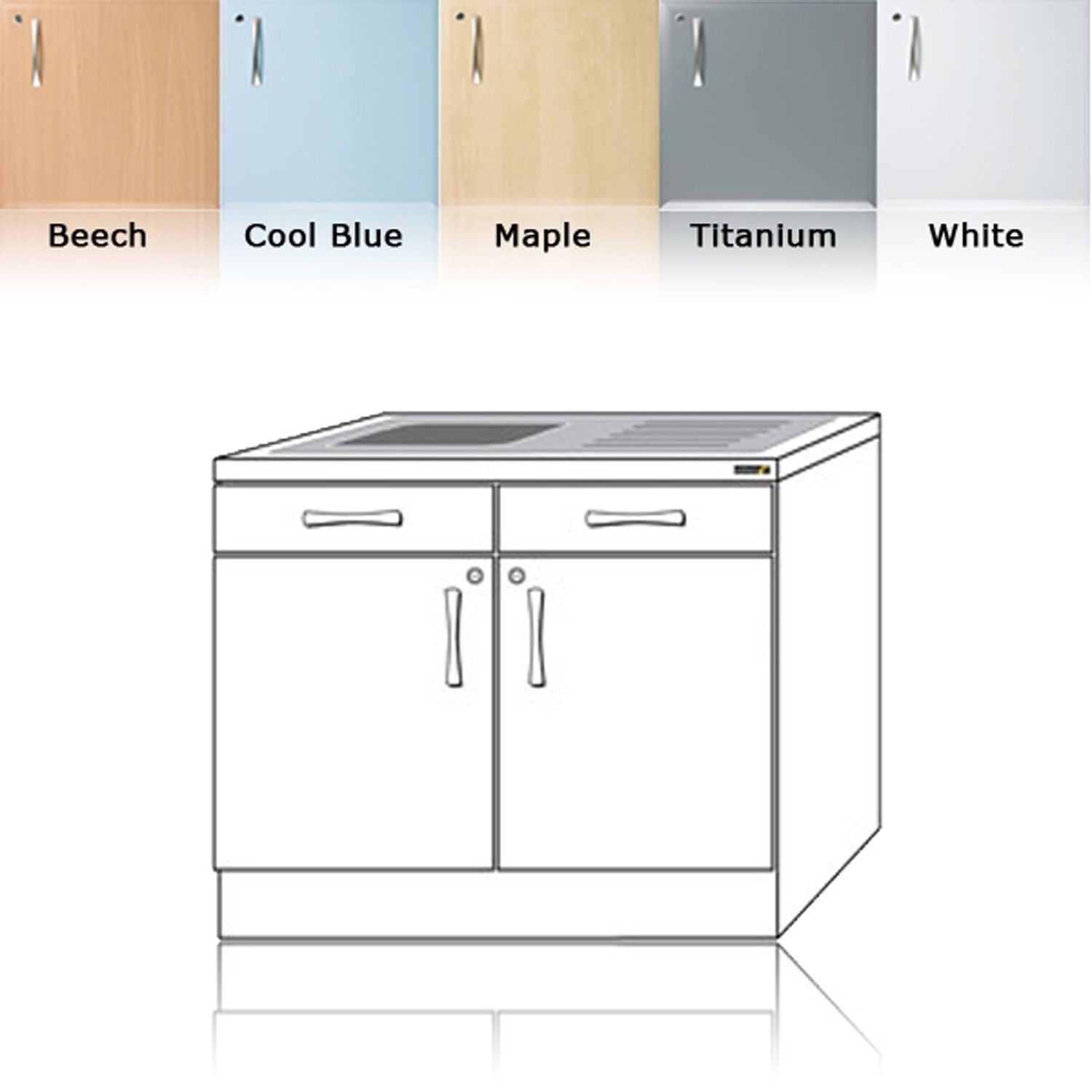 Sunflower Sink Cabinet | 100cm & Sunflower 100cm Sink Cabinet (Excludes sink & Taps) in Beech (B)