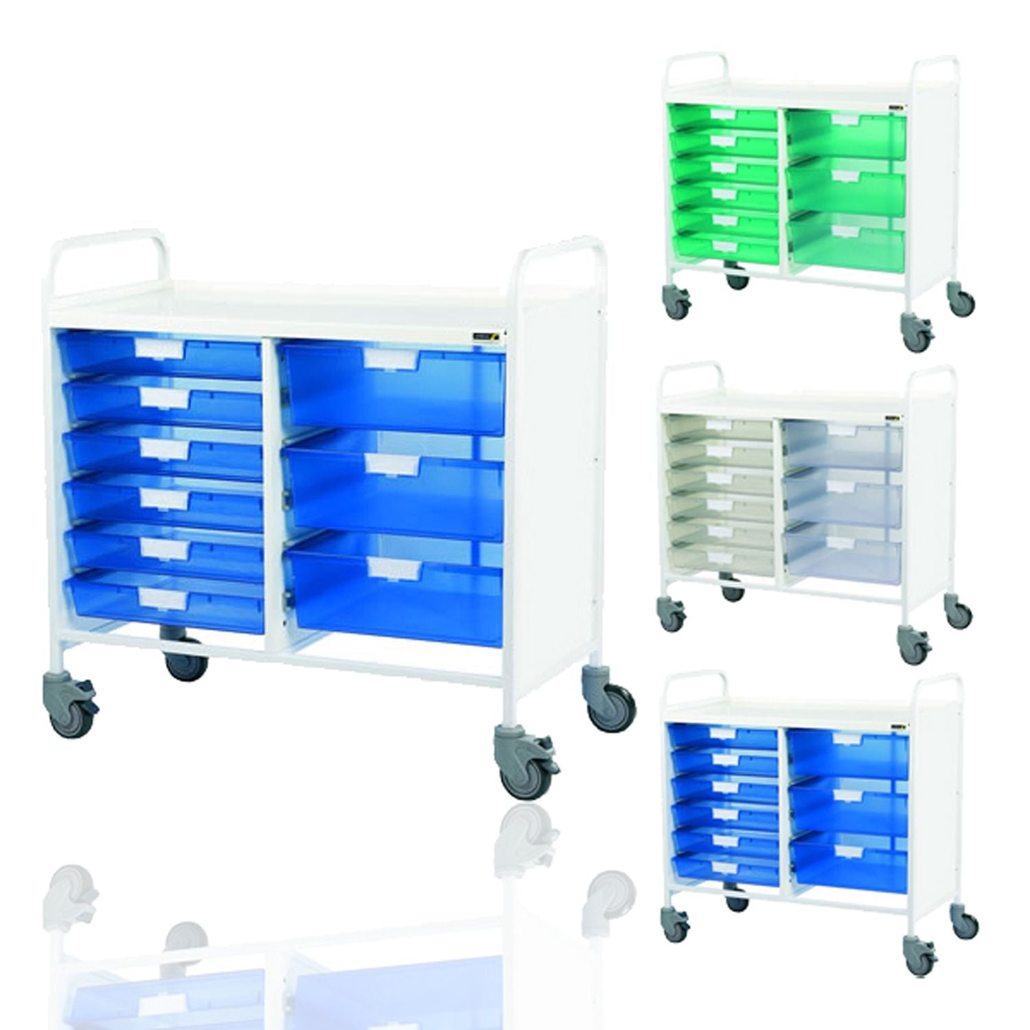 Sunflower VISTA 100 Trolley - Six Single & Three Double Depth Trays in Green