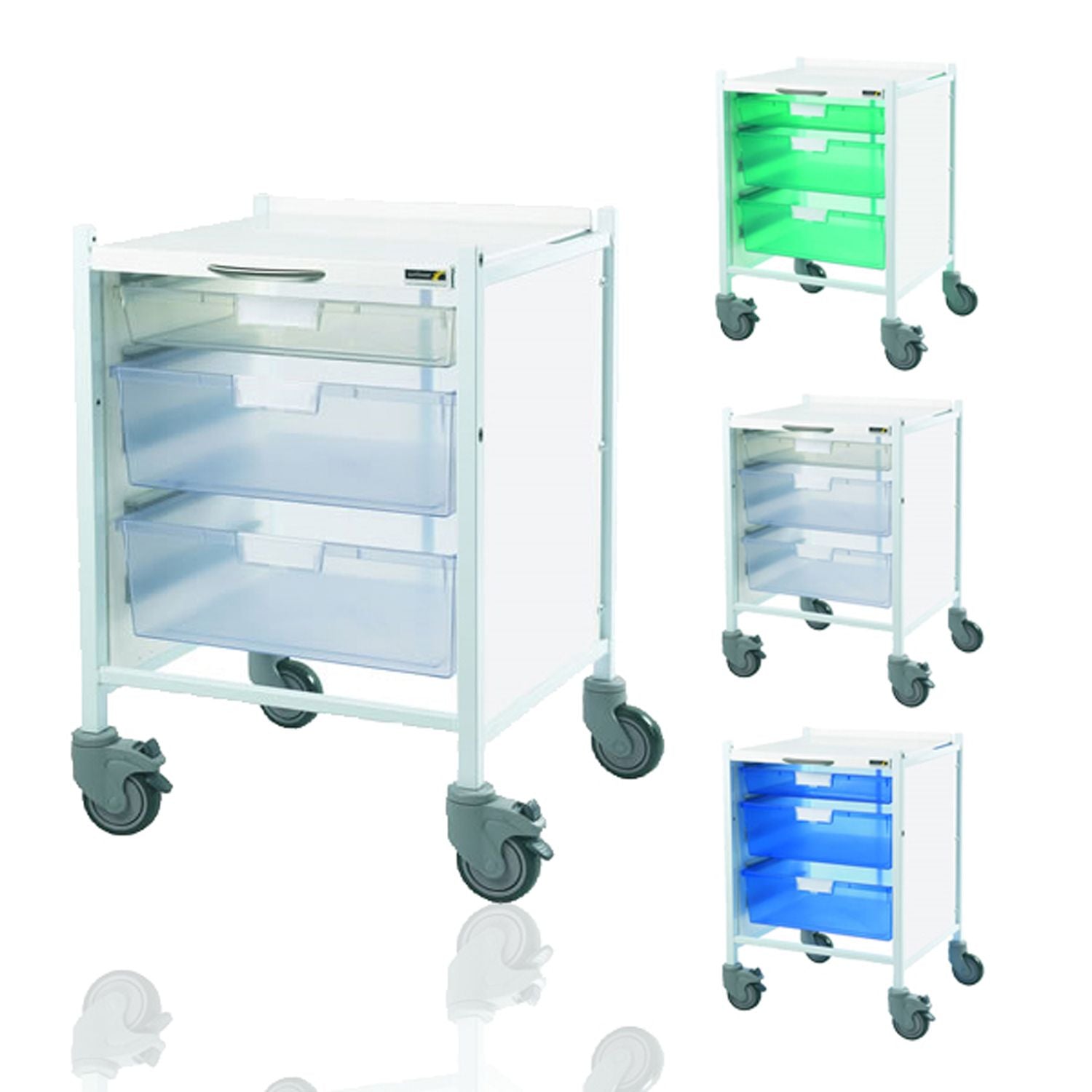 Vista 40 Trolley- 1 Single & 2 Double Depth Trays in Green