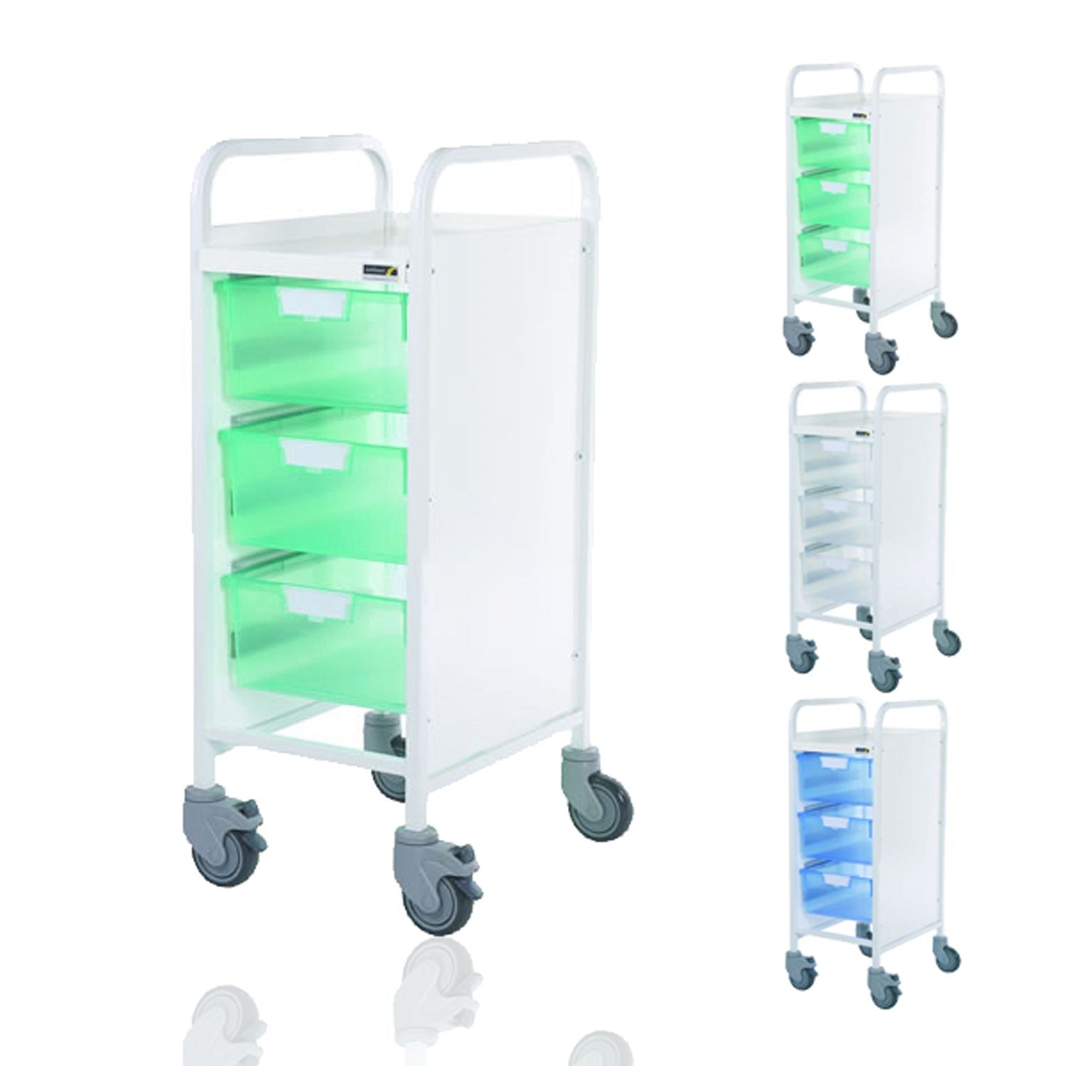 Sunflower VISTA 30 Trolley - Three Double Depth Trays in Green