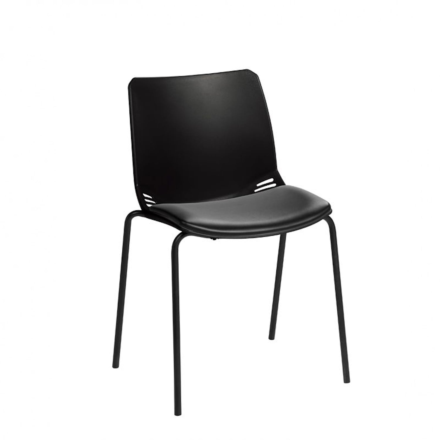 Neptune Visitor Chair (No Arms) Vinyl Upholstered, Black Seat Pad